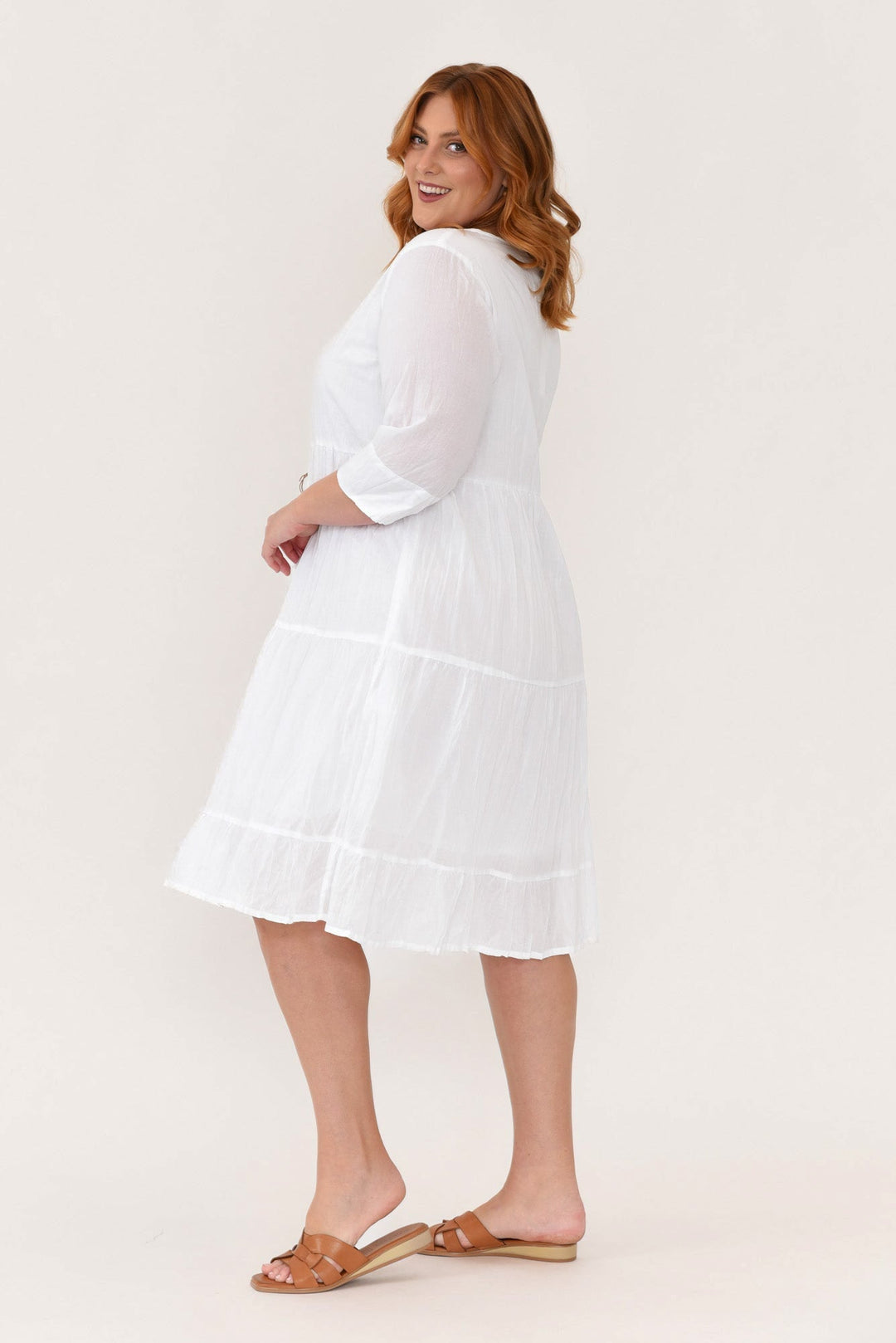 Robe Milana — Coton Froissé Blanc