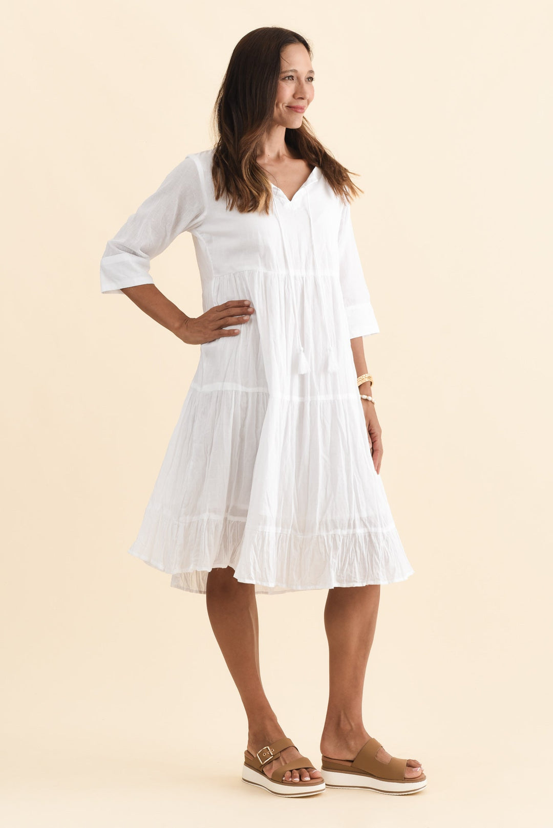 Robe Milana — Coton Froissé Blanc