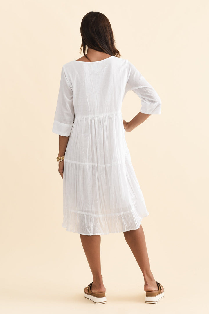 Robe Milana — Coton Froissé Blanc