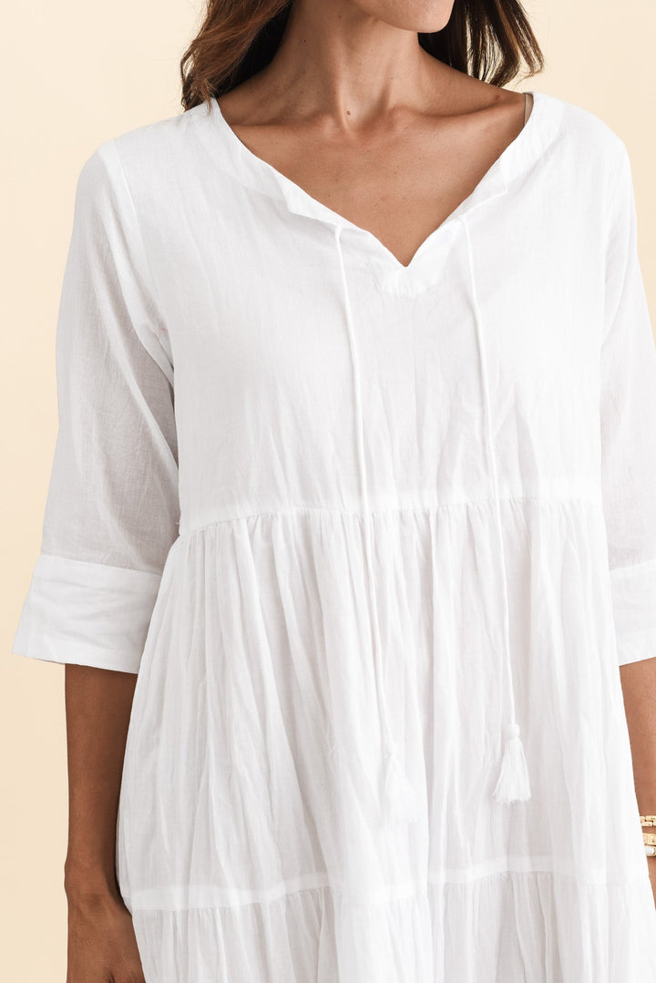 Robe Milana — Coton Froissé Blanc