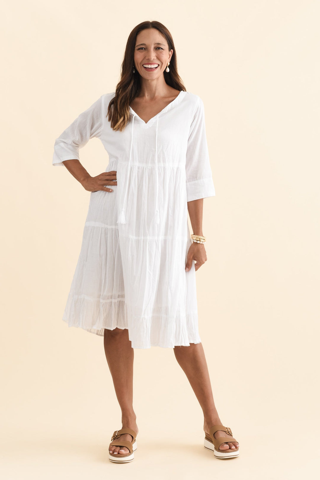 Robe Milana — Coton Froissé Blanc