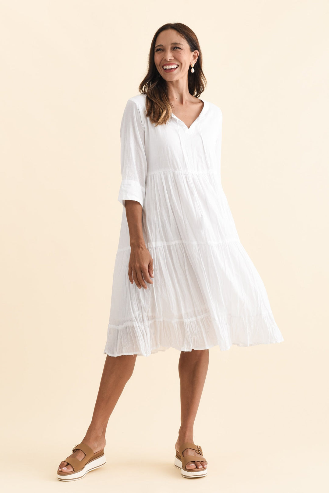 Robe Milana — Coton Froissé Blanc