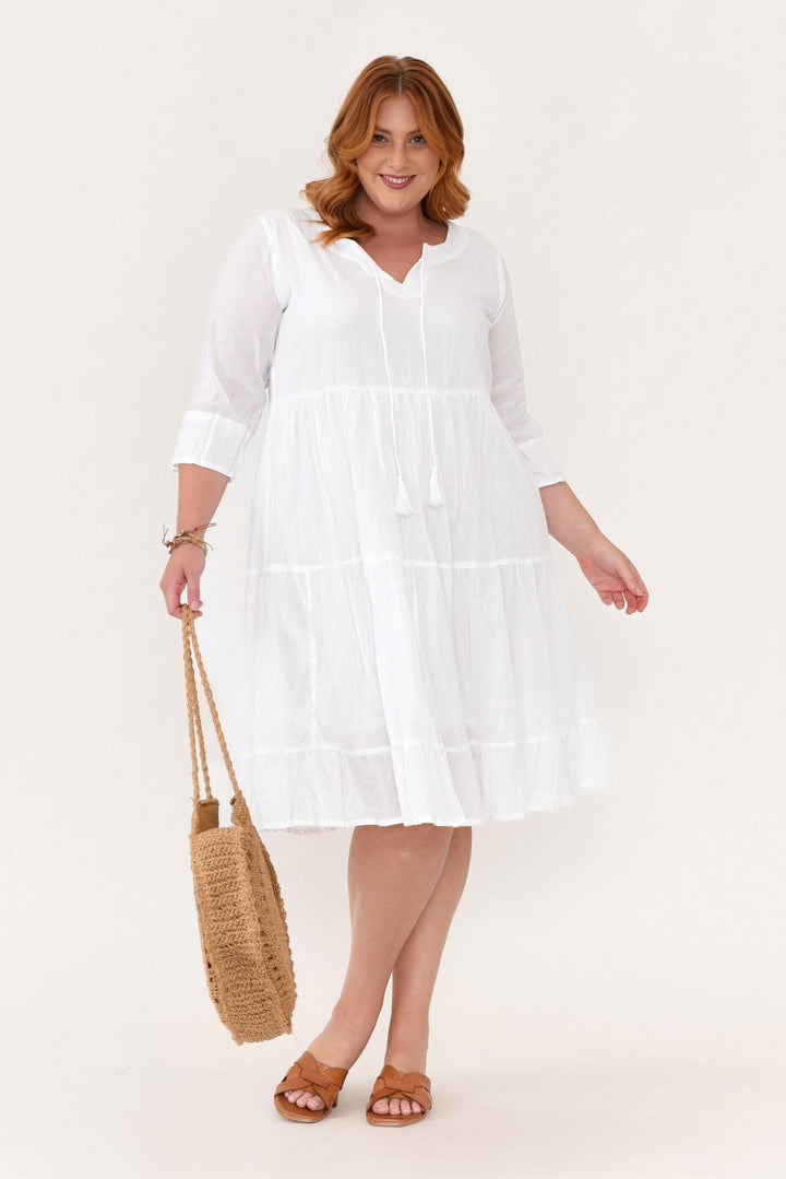Robe Milana — Coton Froissé Blanc