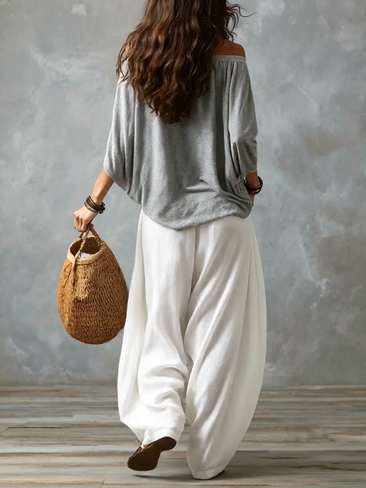 Ensemble Sidonie — Top Bardot et Pantalon Bouffant