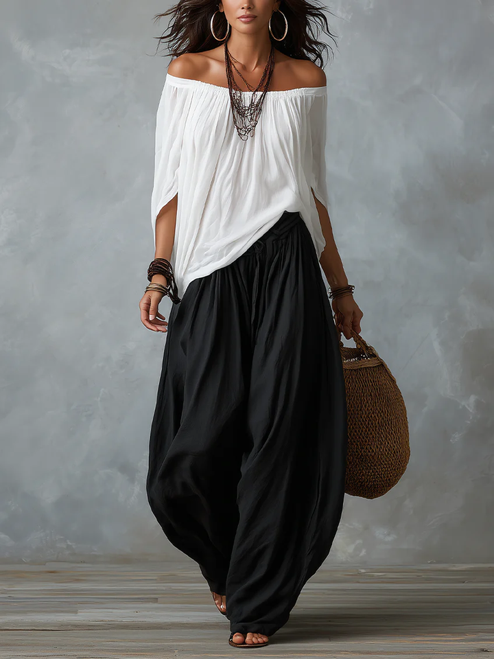 Ensemble Albane — Top Bardot et Pantalon Bouffant