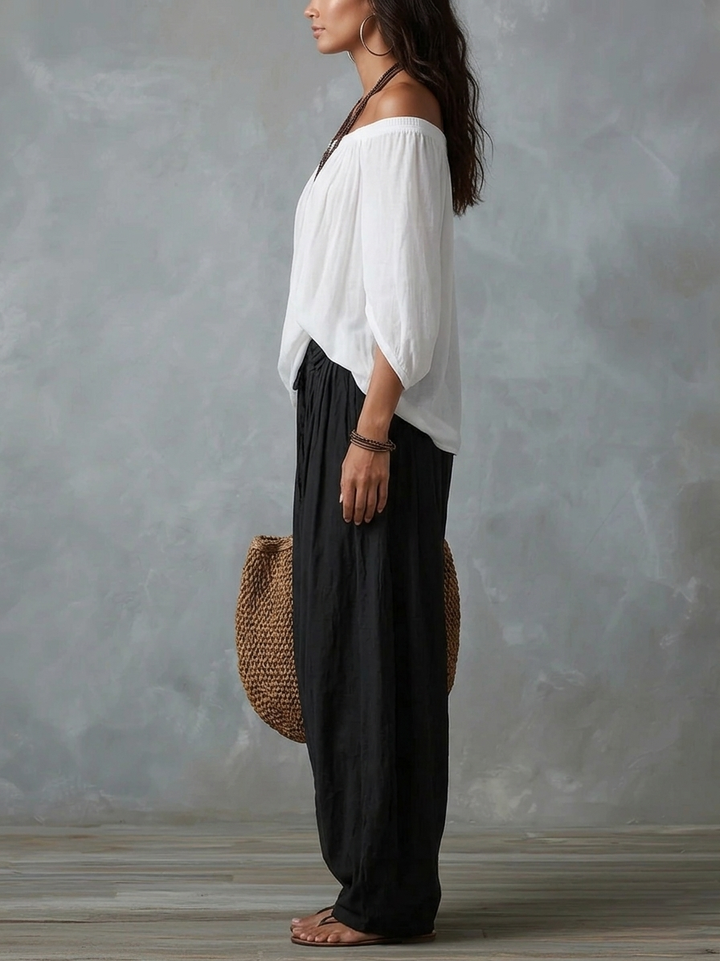 Ensemble Albane — Top Bardot et Pantalon Bouffant